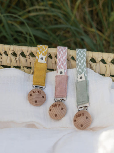 BIBS - Pacifier Clip Braided Sage Ivory - Swanky Boutique