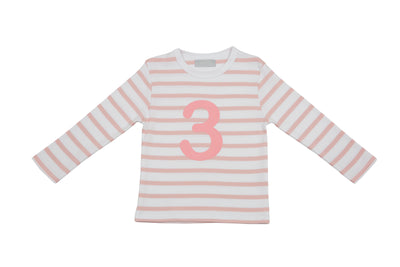 Bob & Blossom - T Shirt Long Sleeved Dusty Pink Number 3 3-4 years - Swanky Boutique