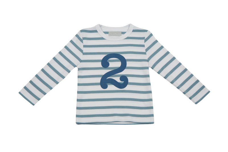 Bob & Blossom - T Shirt Long Sleeved Blue Number 2 2-3 years - Swanky Boutique