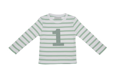Bob & Blossom - T Shirt Long Sleeved Green Number 1 1-2 years - Swanky Boutique