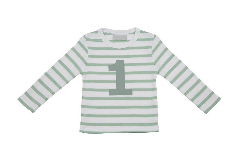 T-Shirt, Long Sleeved, Striped - Green Number 1 (1-2 Years)