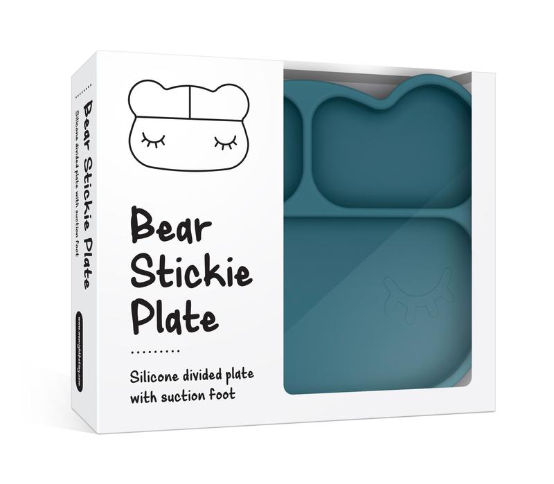Plate, Bear Stickie Suction - Blue Dusk
