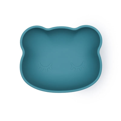 We Might Be Tiny - Bowl Bear Stickie Suction with Lid Blue Dusk - Swanky Boutique
