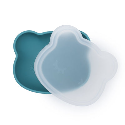 Bowl, Bear Stickie Suction with Lid - Blue Dusk