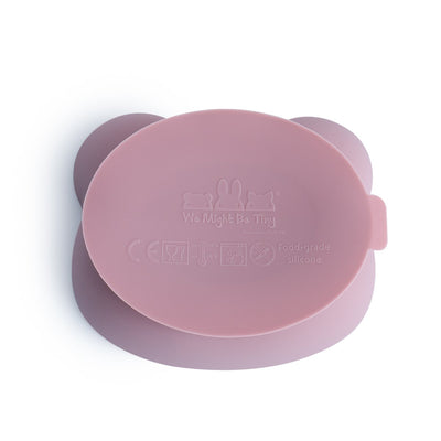 We Might Be Tiny - Bowl Bear Stickie Suction with Lid Dusty Rose - Swanky Boutique