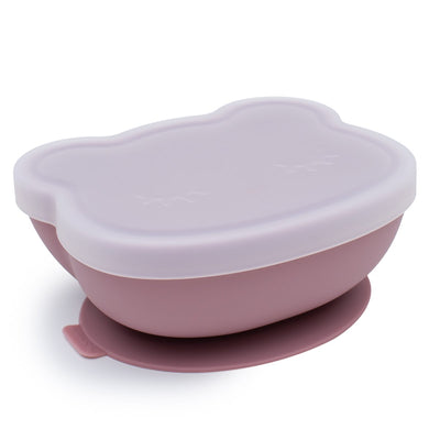 We Might Be Tiny - Bowl Bear Stickie Suction with Lid Dusty Rose - Swanky Boutique