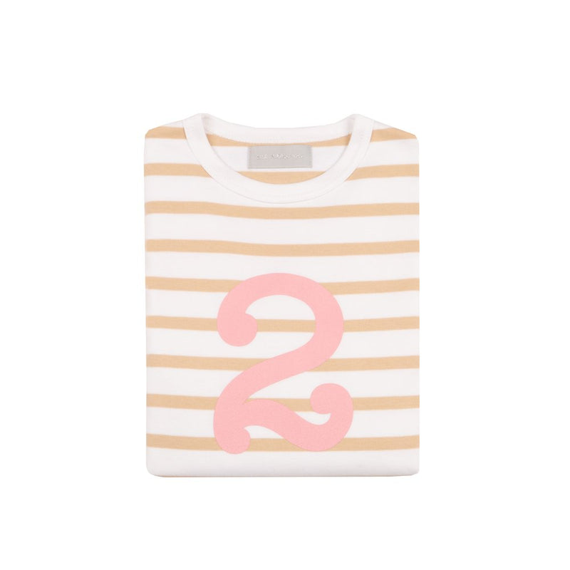 T-Shirt, Long Sleeved, Striped - Biscuit Number 2 (2-3 Years)