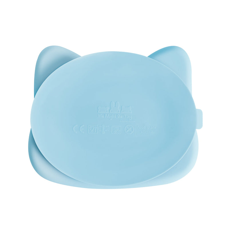 We Might Be Tiny - Plate Cat Stickie Suction Powder Blue - Swanky Boutique