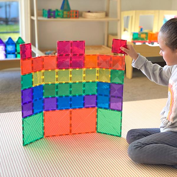 Magnetic Tiles, Pastel Rainbow - Square Expansion Pack (40 Pieces)