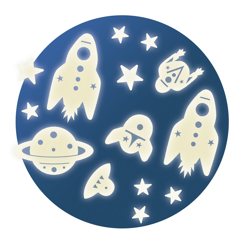 Ceiling Stickers 62 Pieces, Glow in the Dark - Space Mission