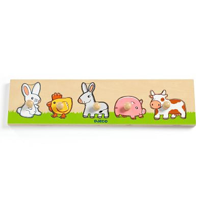 Peg Puzzle, 5 Pieces - Farm (12+ Months)