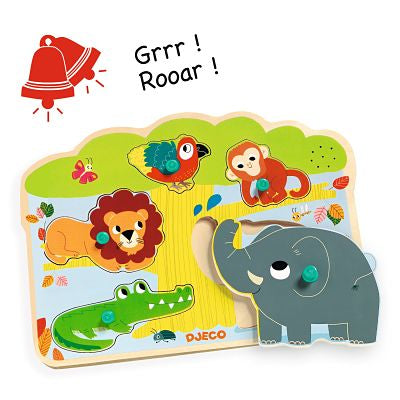 Peg Puzzle with Sounds, Wooden (5 Pieces) - Baobab (12+ Months)
