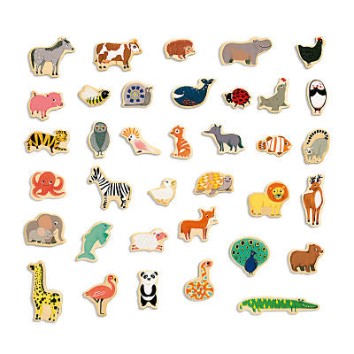 Magnetic Wooden Play Set, 36 Pieces - Animal (2+ Years)