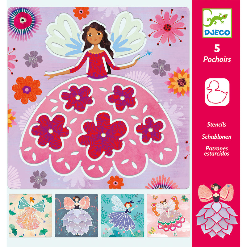 djeco - stencils 5 pack fairies 4+ years - swanky boutique malta