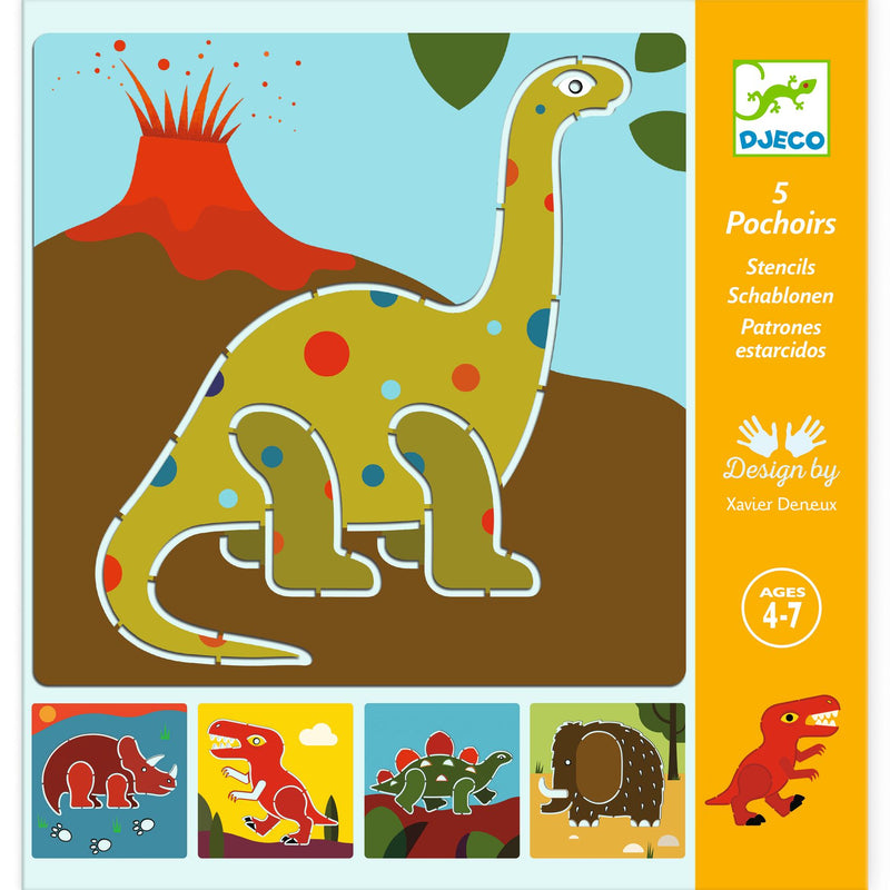 djeco - stencils 5 pack dinosaurs 4+ years - swanky boutique malta