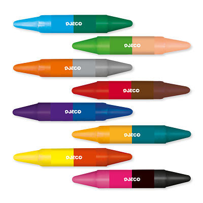 Djeco - Crayons Double Sided 8 Pack/16 Colours - Swanky Boutique