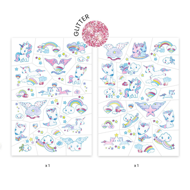 djeco - tattoos glitter pack of 69 unicorns - swanky boutique malta