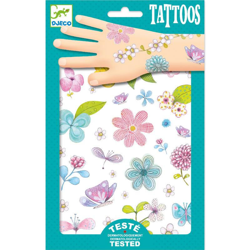 djeco - tattoos glitter pack of 69 flowers - swanky boutique malta