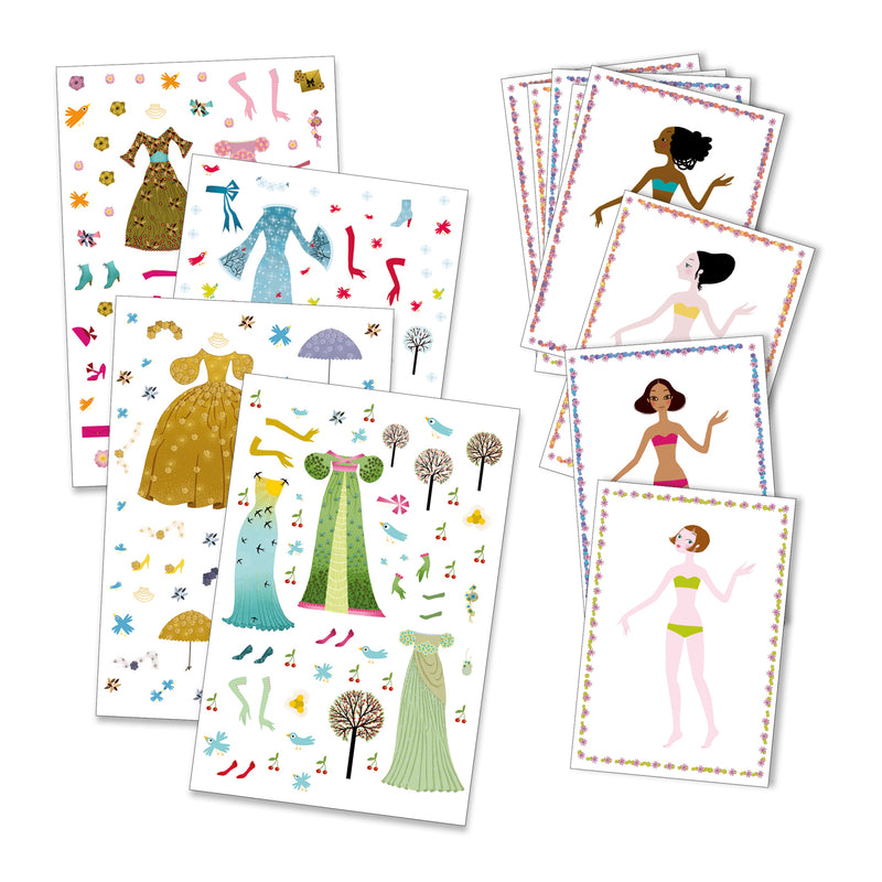 djeco - stickers & paper dolls set dresses of the 4 seasons - swanky boutique malta