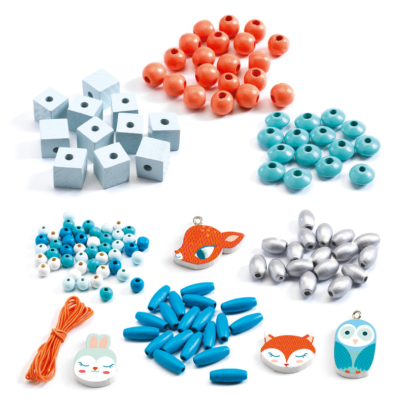 Djeco - Craft Wooden Beads (450 Beads) to Create Jewellery Little Animals - Swanky Boutique