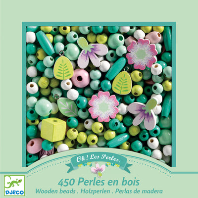 Djeco - Craft Wooden Beads (450 Beads) to Create Jewellery Flowers & Leaves - Swanky Boutique