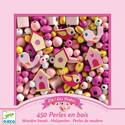 Djeco - Craft Wooden Beads (450 Beads) to Create Jewellery Birds - Swanky Boutique