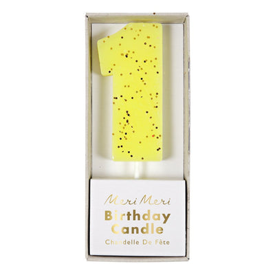 meri meri - candle number 1 yellow - swanky boutique malta
