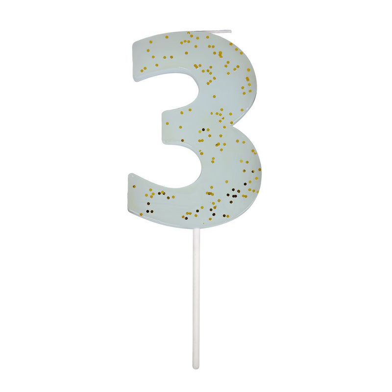 Candle, Number 3 - Blue