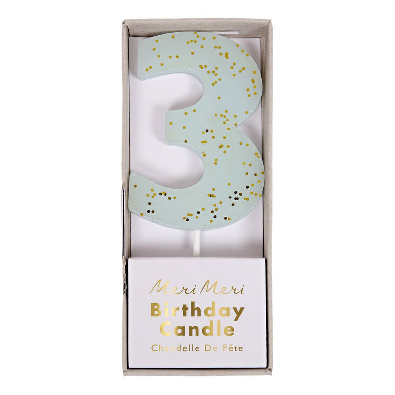 Candle, Number 3 - Blue
