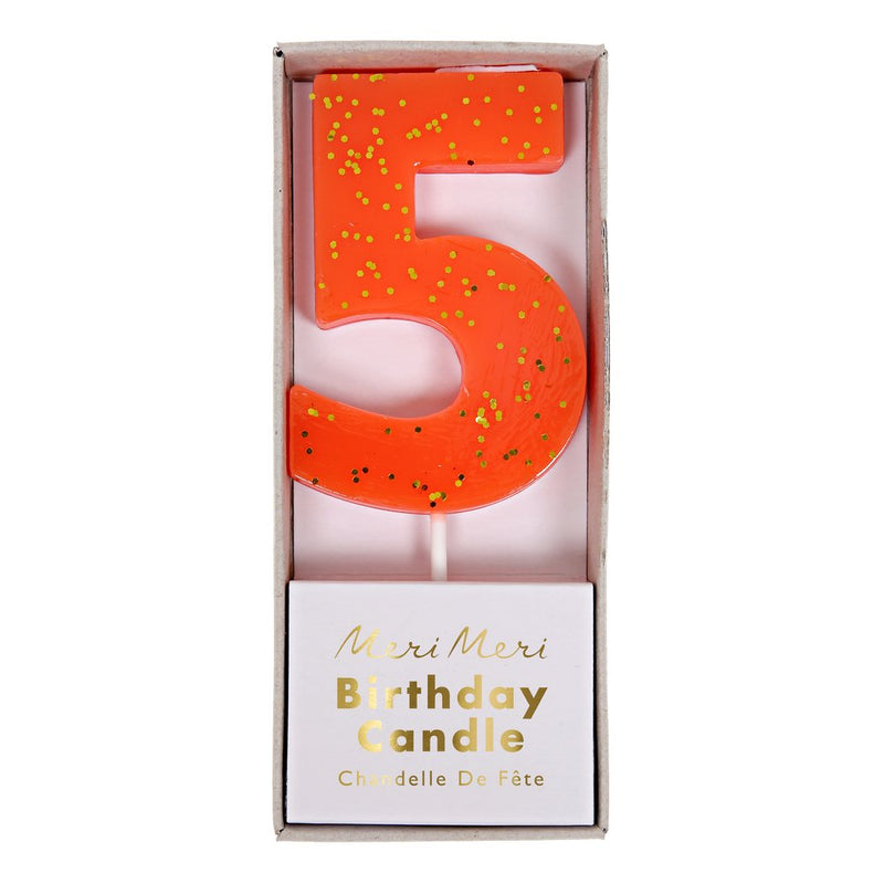 meri meri - candle number 5 coral - swanky boutique malta