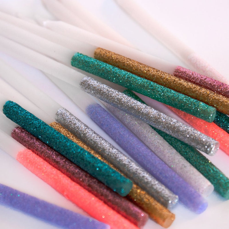 Candles, Set of 16 - Multicolour Glitter