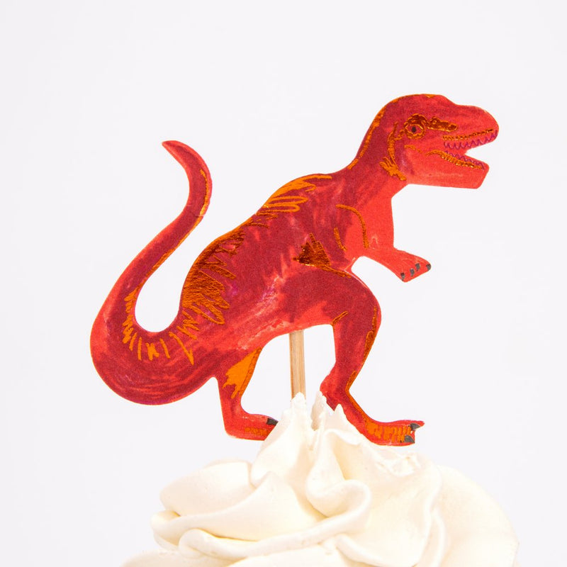 meri meri - cupcake kit set of 24 toppers & 24 cupcake cases dinosaur kingdom - swanky boutique malta