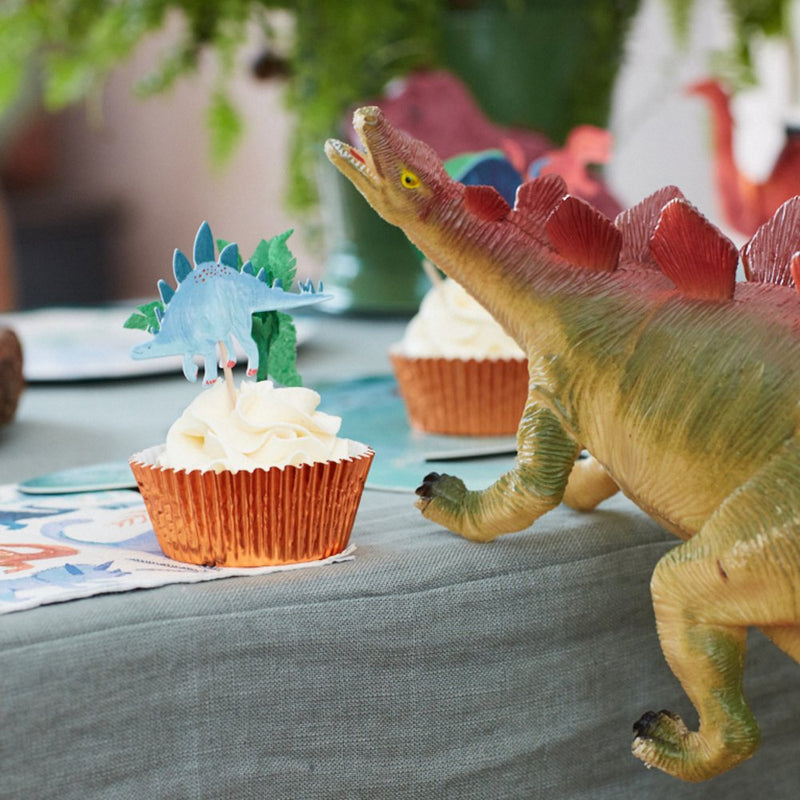 meri meri - cupcake kit set of 24 toppers & 24 cupcake cases dinosaur kingdom - swanky boutique malta