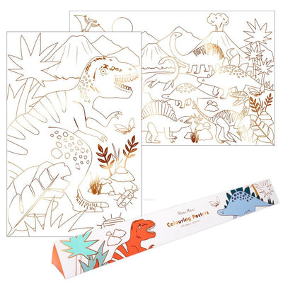 meri meri - colouring posters 2 pack dinosaur kingdom - swanky boutique malta