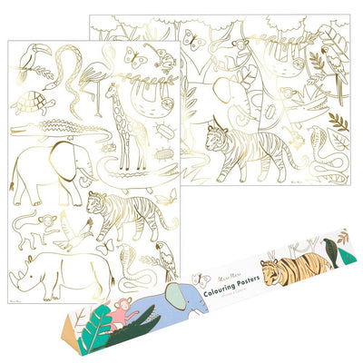 meri meri - colouring posters 2 pack jungle - swanky boutique malta