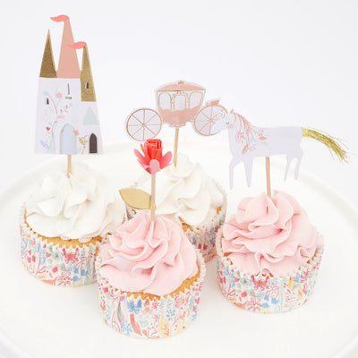 meri meri - cupcake kit set of 24 toppers & 24 cupcake cases princess - swanky boutique malta