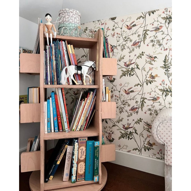 larisa & pumpkin - Bookcase, 360 Rotating Library - Natural Media 1 of 3 - swanky boutique malta