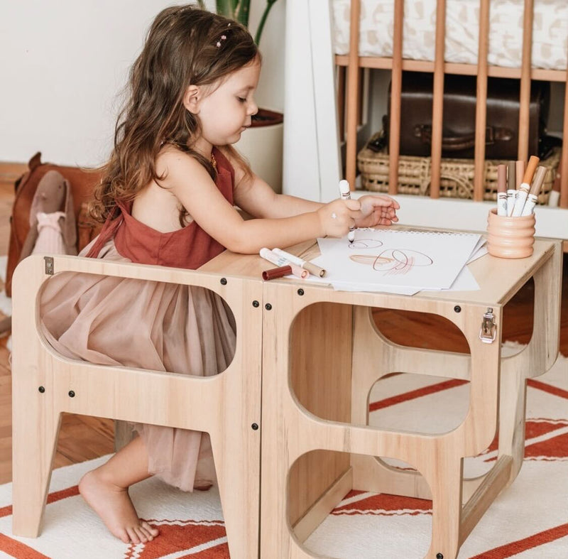 Learning Tower, 3-in-1 Montessori Learning Tower & Desk - Natural
