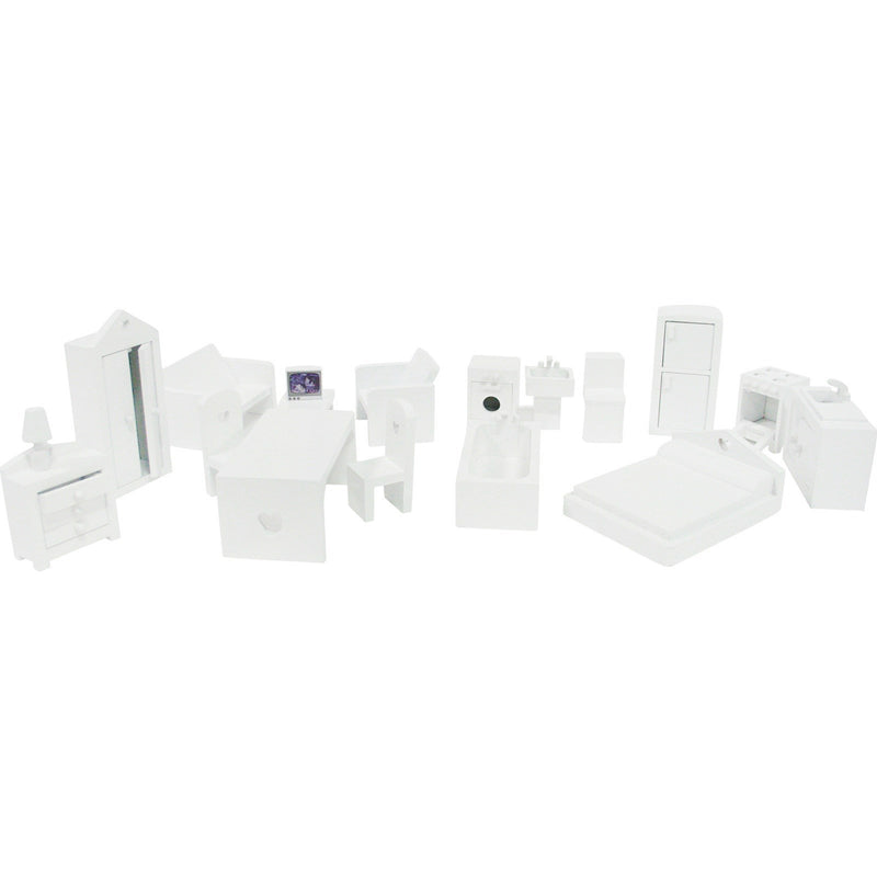 stoy - Doll’s House Furniture, 18 Pieces - White - swanky boutique malta