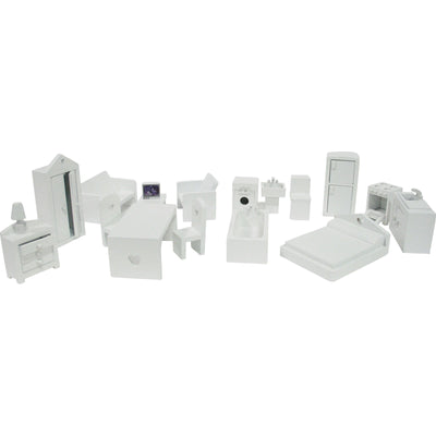 stoy - Doll’s House Furniture, 18 Pieces - White - swanky boutique malta