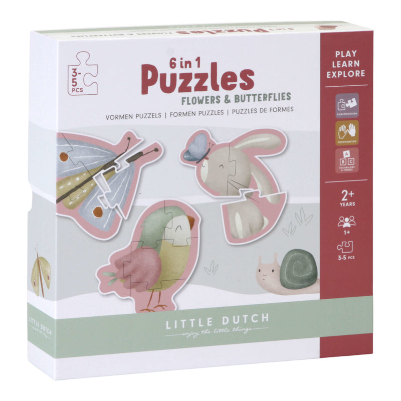 Little Dutch - Game 6 in 1 Puzzle Flowers & Butterflies 2+ Years - Swanky Boutique