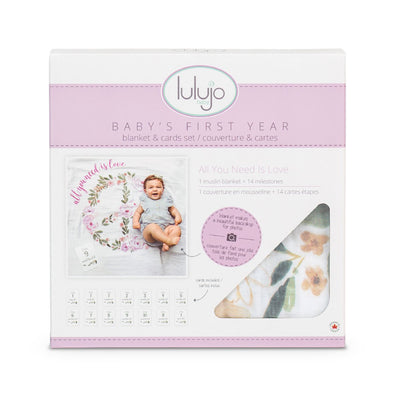 First Year Kit - Milestone Swaddle + 14 Cards - 'All You Need is Love'