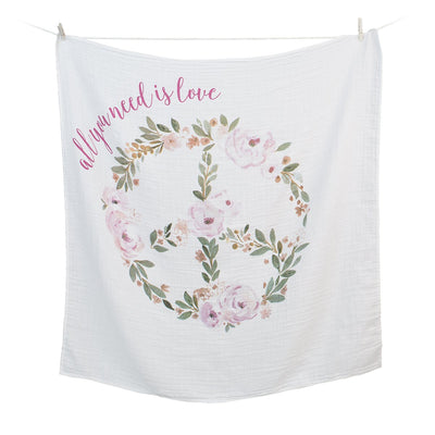 First Year Kit - Milestone Swaddle + 14 Cards - 'All You Need is Love'