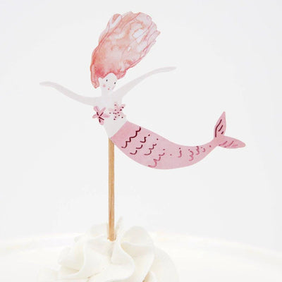 Cupcake Kit (Set of 24 Toppers & 24 Cupcake Cases) - Mermaid