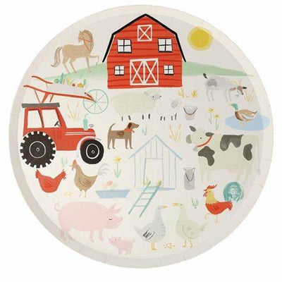 meri meri - plates fsc paper pack of 8 on the farm - swanky boutique malta