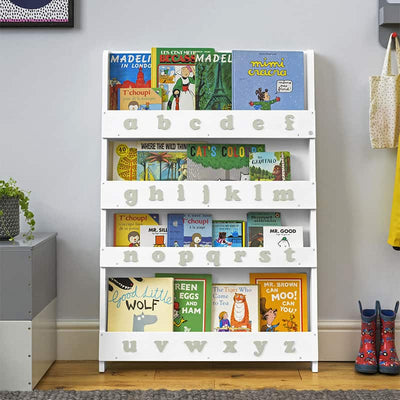 tidy books - Bookcase - White with Grey Alphabet - swanky boutique malta