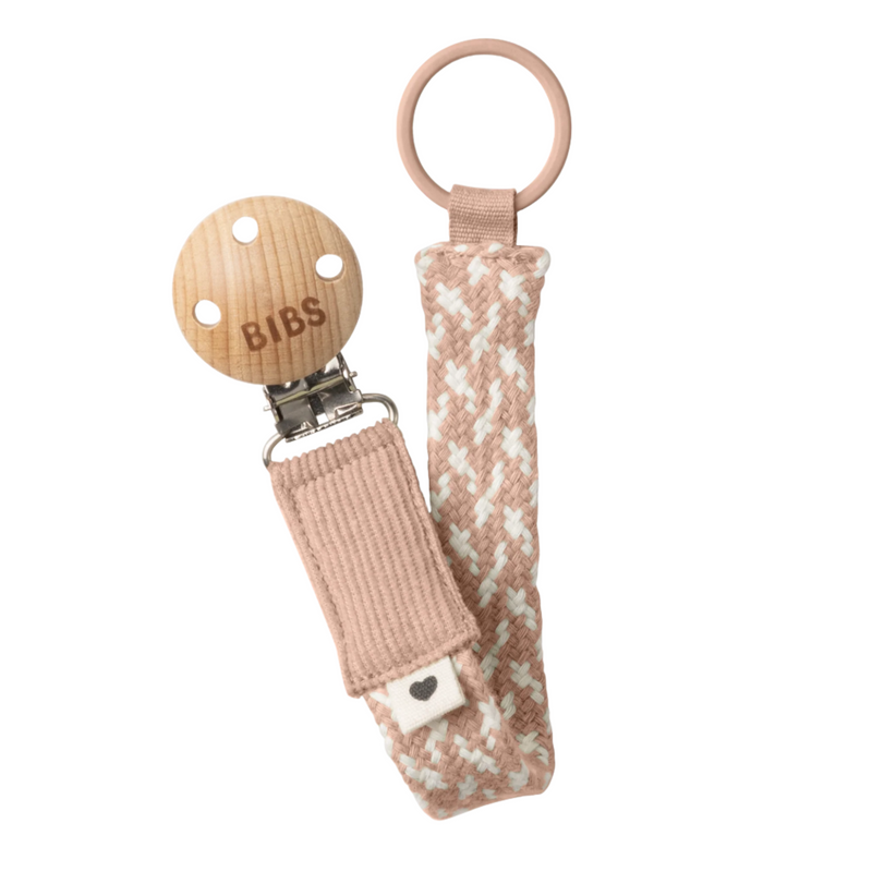 BIBS - Pacifier Clip Braided Blush Ivory - Swanky Boutique