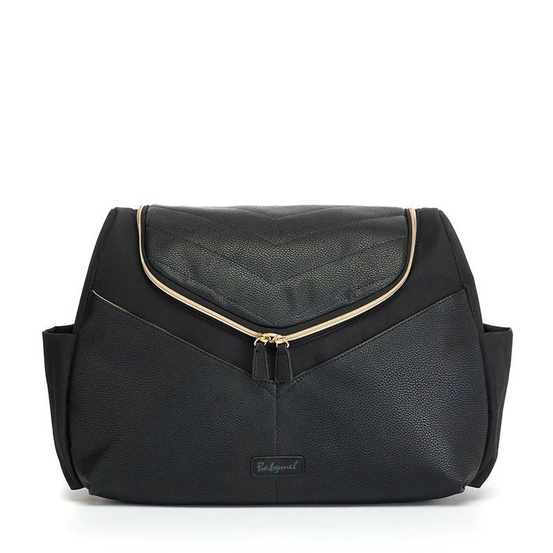 Changing Bag, Pippa Vegan Leather Convertible Backpack - Black