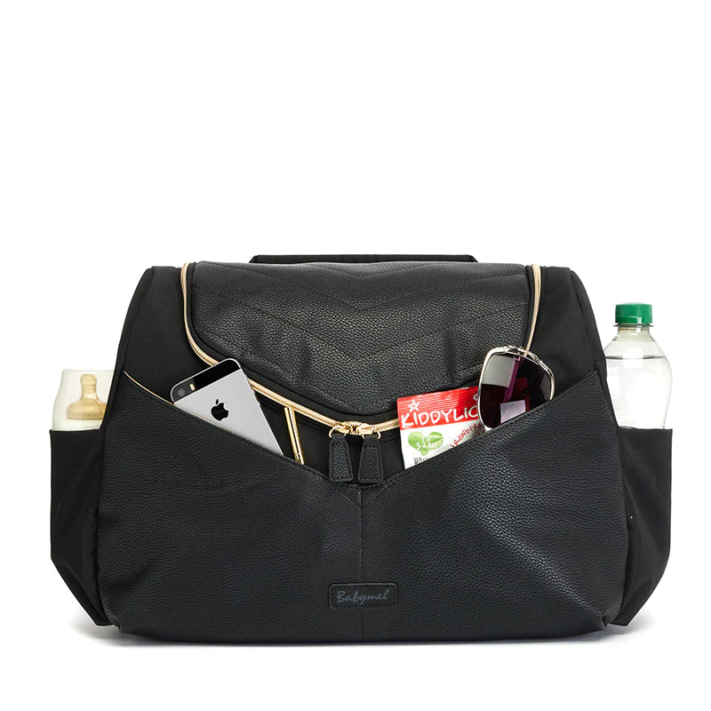 Changing Bag, Pippa Vegan Leather Convertible Backpack - Black