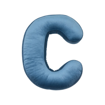 Pillow, Velour - Letter C, Blue